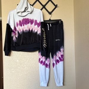 Justice Black and Purple Tie-Dye Kids Matching Set